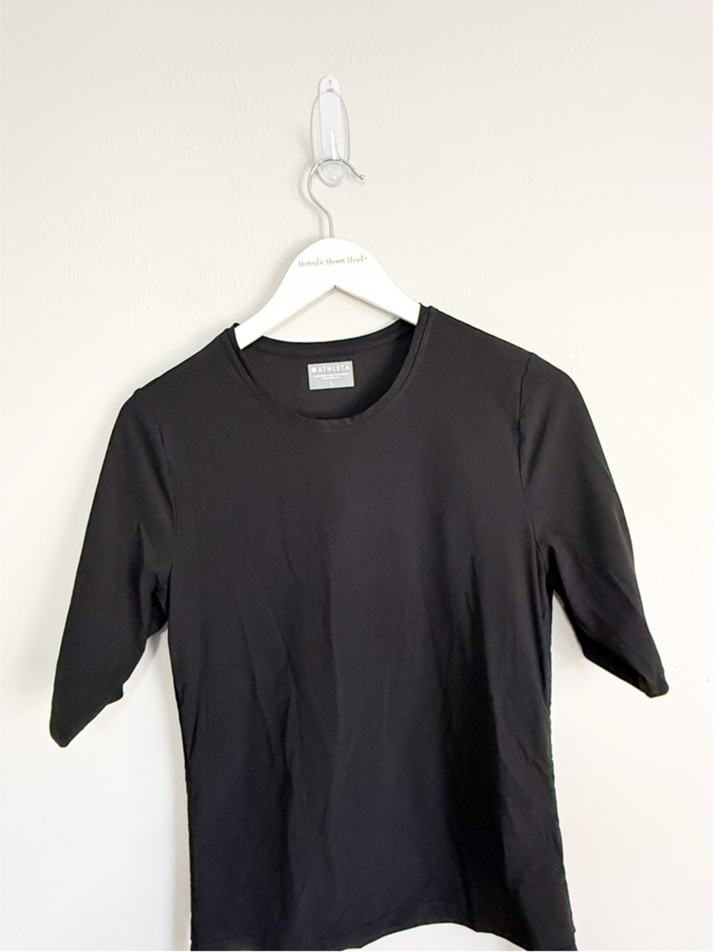 ATHLETA Women’s Black Short Sleeve Ruched Side Rashguard UV Protection Size L - Picture 2 of 6